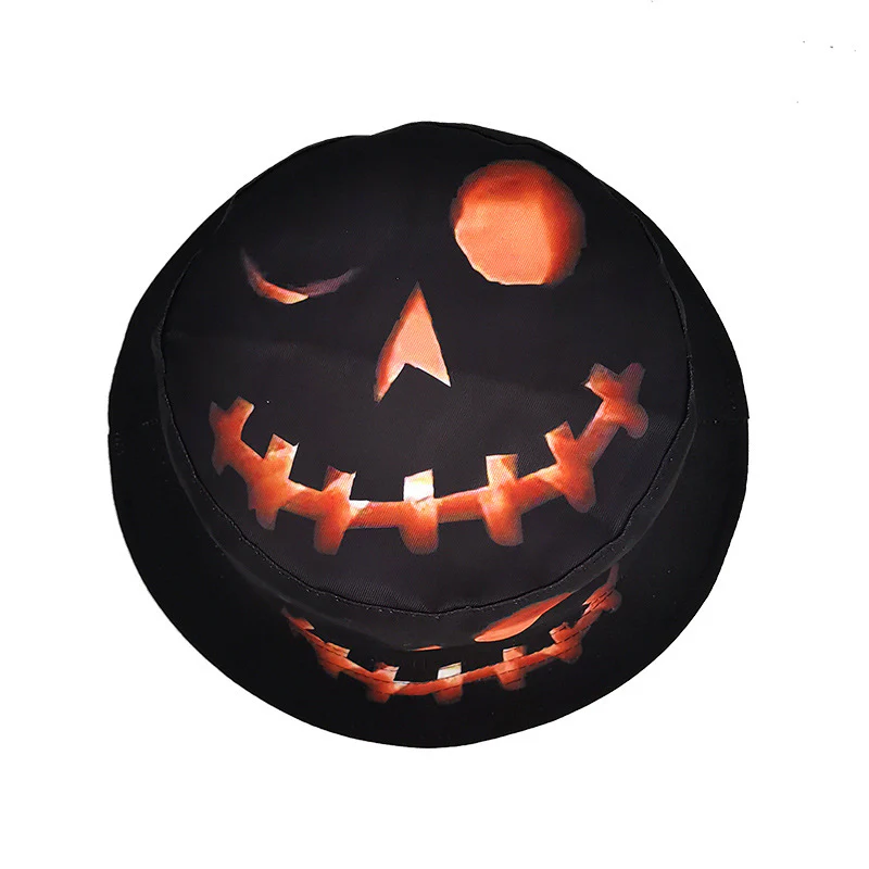 Halloween Hats Creative Cartoon Pumpkin Grimace Printed Sun-shade Fisherman Hat - Image 5