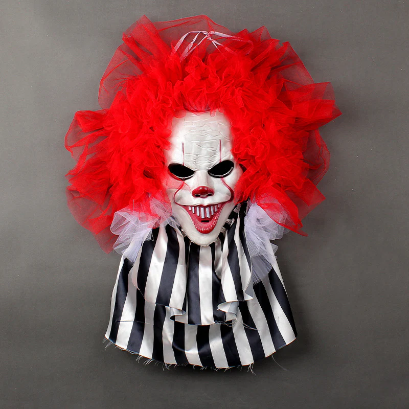 Halloween Horror Clown Wreath Door Hanging Wreath Decoration Wall Hanging Clown Ghost Festival Halloween Party Supplies Home Decor - Image 4