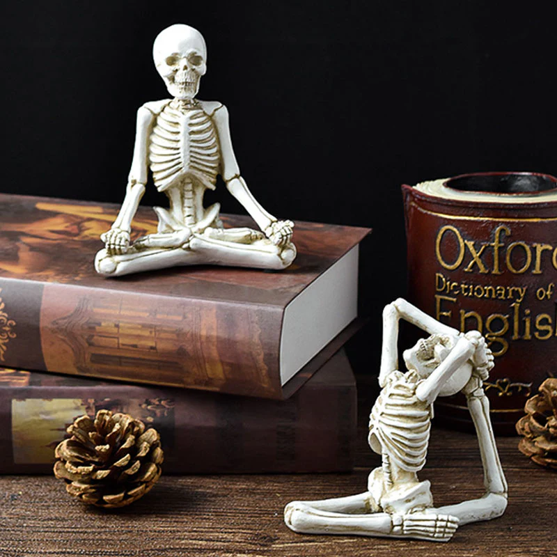 Halloween Horror Desktop Decoration Resin Ornaments Feature Modelling Yoga Skull Skeleton - Image 4