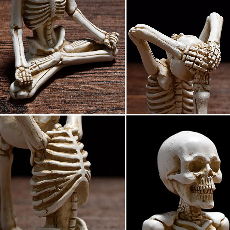 Halloween Horror Desktop Decoration Resin Ornaments Feature Modelling Yoga Skull Skeleton - Image 5