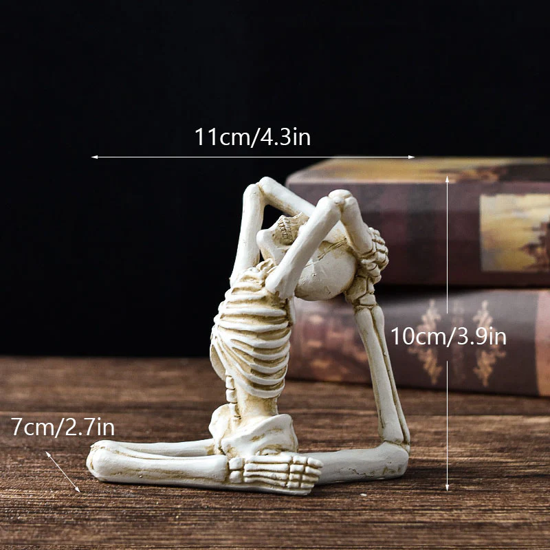 Halloween Horror Desktop Decoration Resin Ornaments Feature Modelling Yoga Skull Skeleton - Image 7