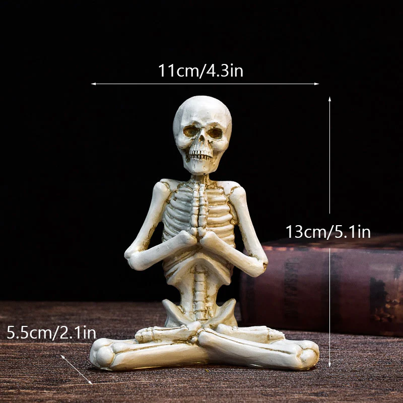 Halloween Horror Desktop Decoration Resin Ornaments Feature Modelling Yoga Skull Skeleton - Image 9
