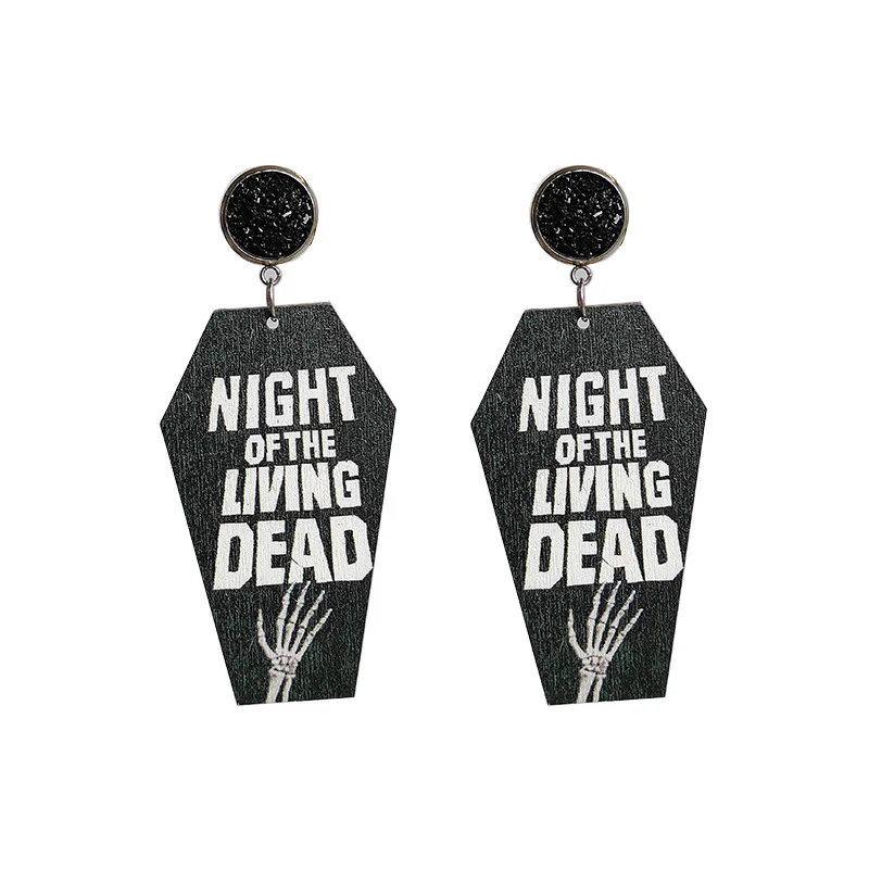 Halloween Horror Eardrop Grave Undead Bat Cross Coffin Earrings - Image 2