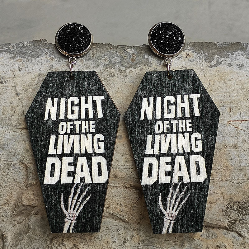 Halloween Horror Eardrop Grave Undead Bat Cross Coffin Earrings - Image 4