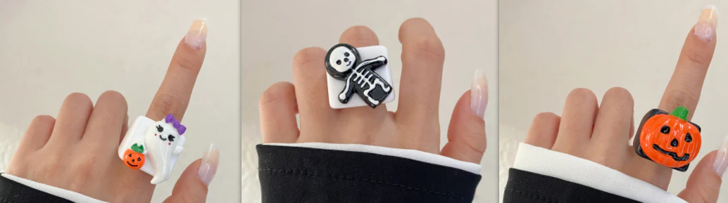 Halloween Knuckle Ring Pumpkin Bat Ghost Festival - Image 7