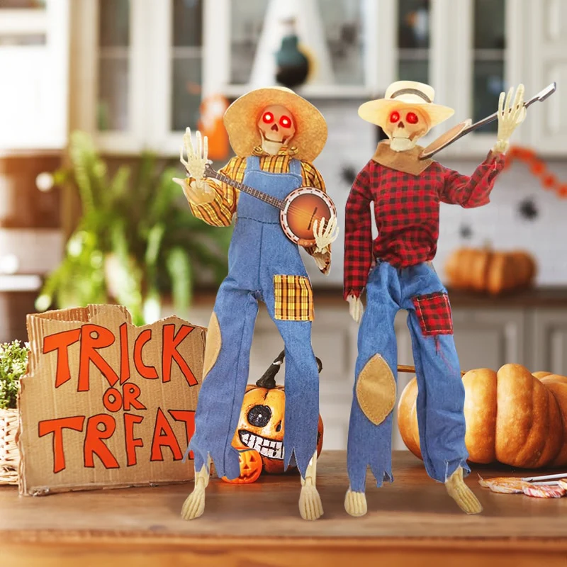 Halloween Luminous Guitarist Skeletons With Light Up Eye Horror Glowing Skeleton - Image 3