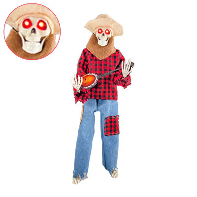 Halloween Luminous Guitarist Skeletons With Light Up Eye Horror Glowing Skeleton - Image 5