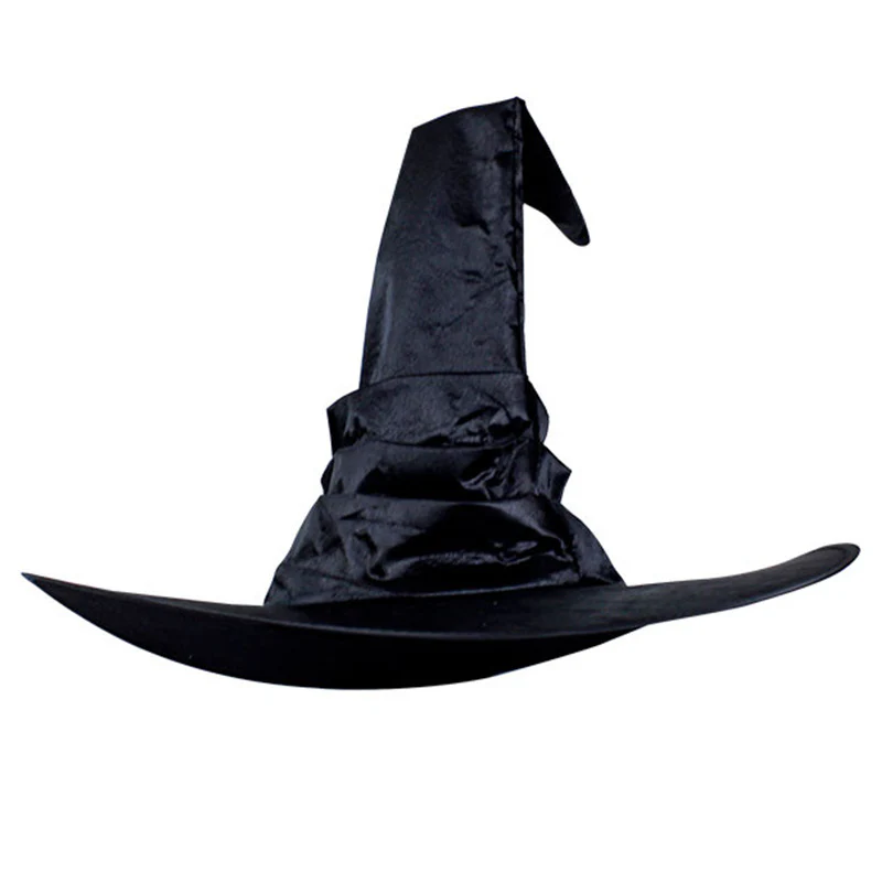 Halloween Pleated Witch Hat Black Ball Wizard Curved Witch Hat - Image 6