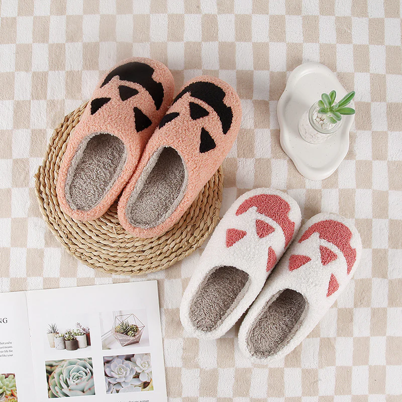 Halloween Pumpkin Cartoon Thermal Winter Cotton Slippers - Image 2