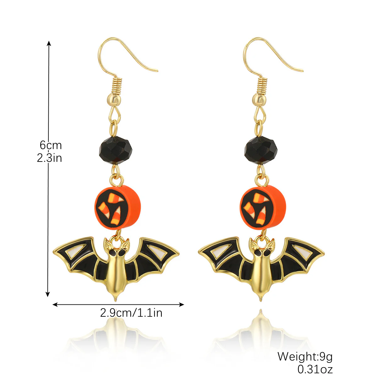 Halloween Pumpkin Skull Bat Earrings Set - Image 7