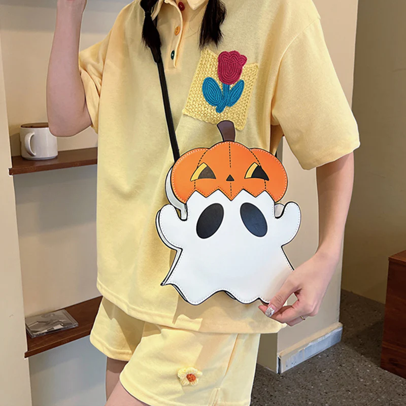Halloween Shoulder Bags Creative 3D Cartoon Pumpkin Ghost Design Women Bag - Image 2
