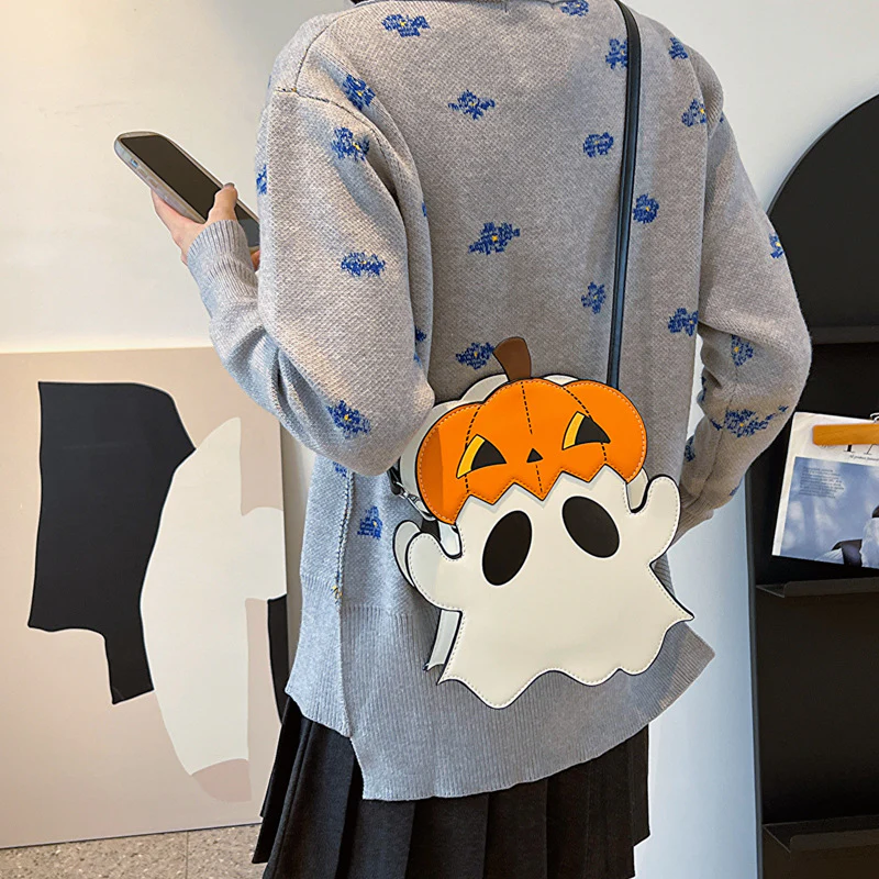Halloween Shoulder Bags Creative 3D Cartoon Pumpkin Ghost Design Women Bag - Image 3