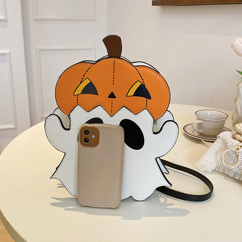 Halloween Shoulder Bags Creative 3D Cartoon Pumpkin Ghost Design Women Bag - Image 5