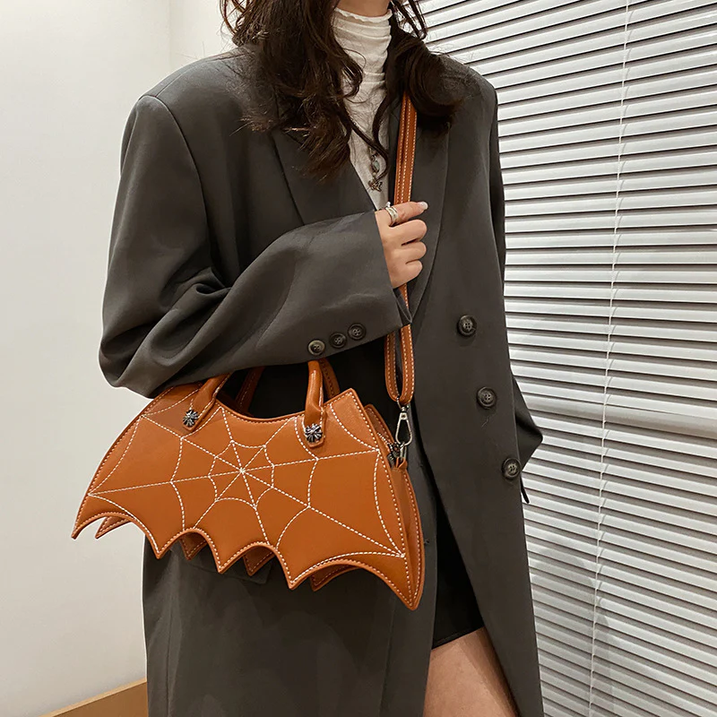 Halloween Spider Web Shape Shoulder Bags Personality Batgirl Tide Pu Handbags Fashoin Messenger Crossbody Bag - Image 3