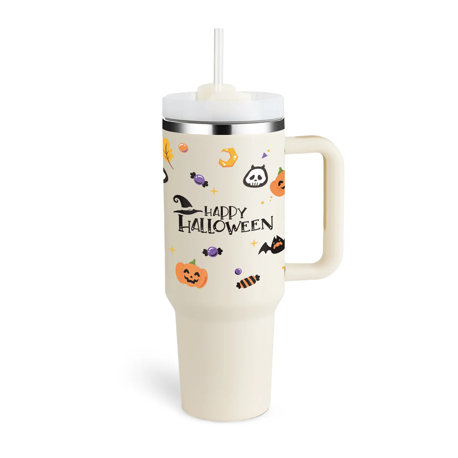 Halloween Thermal Mug 40oz Straw Coffee Insulation Cup With Handle - Image 31