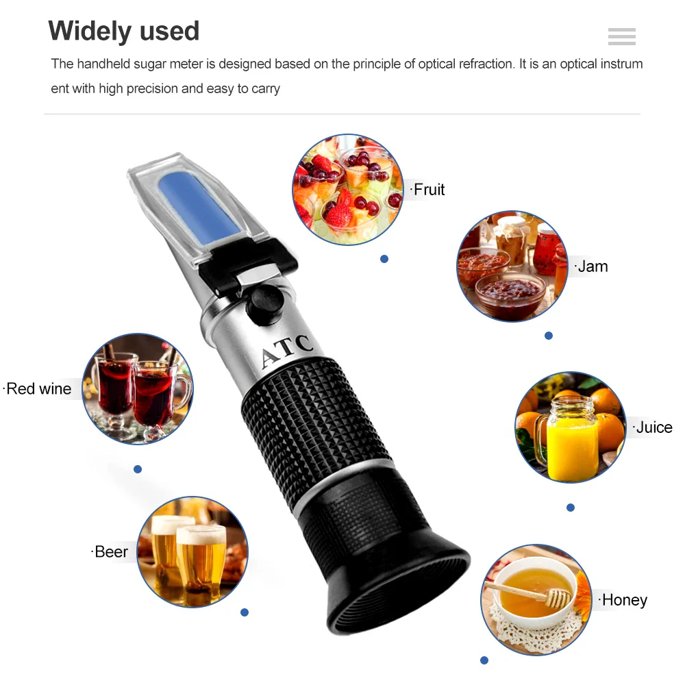 Handheld Alcohol Sugar Refractometer Tester Wine Concentration Meter Densitometer 0-25% Alcohol Beer 0-40% Brix Grapes - Image 2