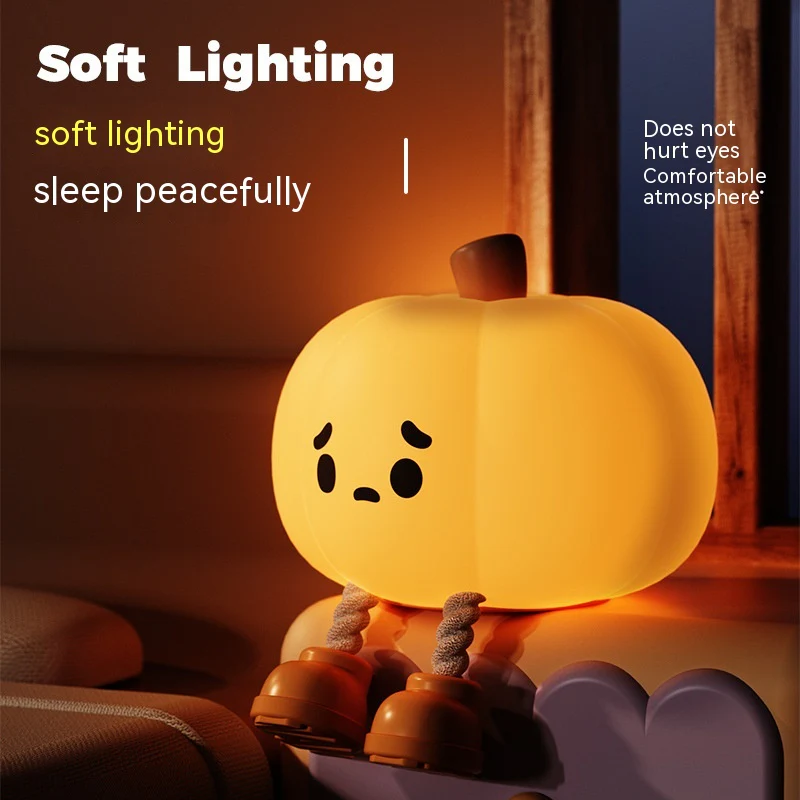 Home Decor Halloween Pumpkin Night Light Cute Soft Silicone Lamp Touch - Image 8