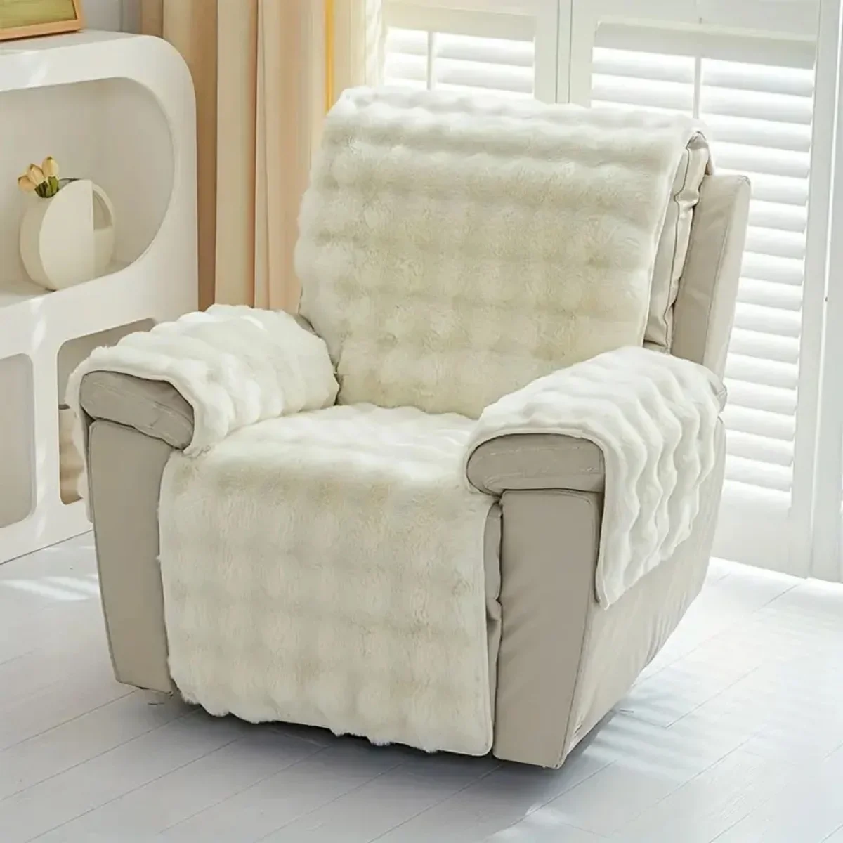Imitation Fur Recliner Sofa Cover: Luxurious Protector for Armchairs and Modular Sofas - Image 7
