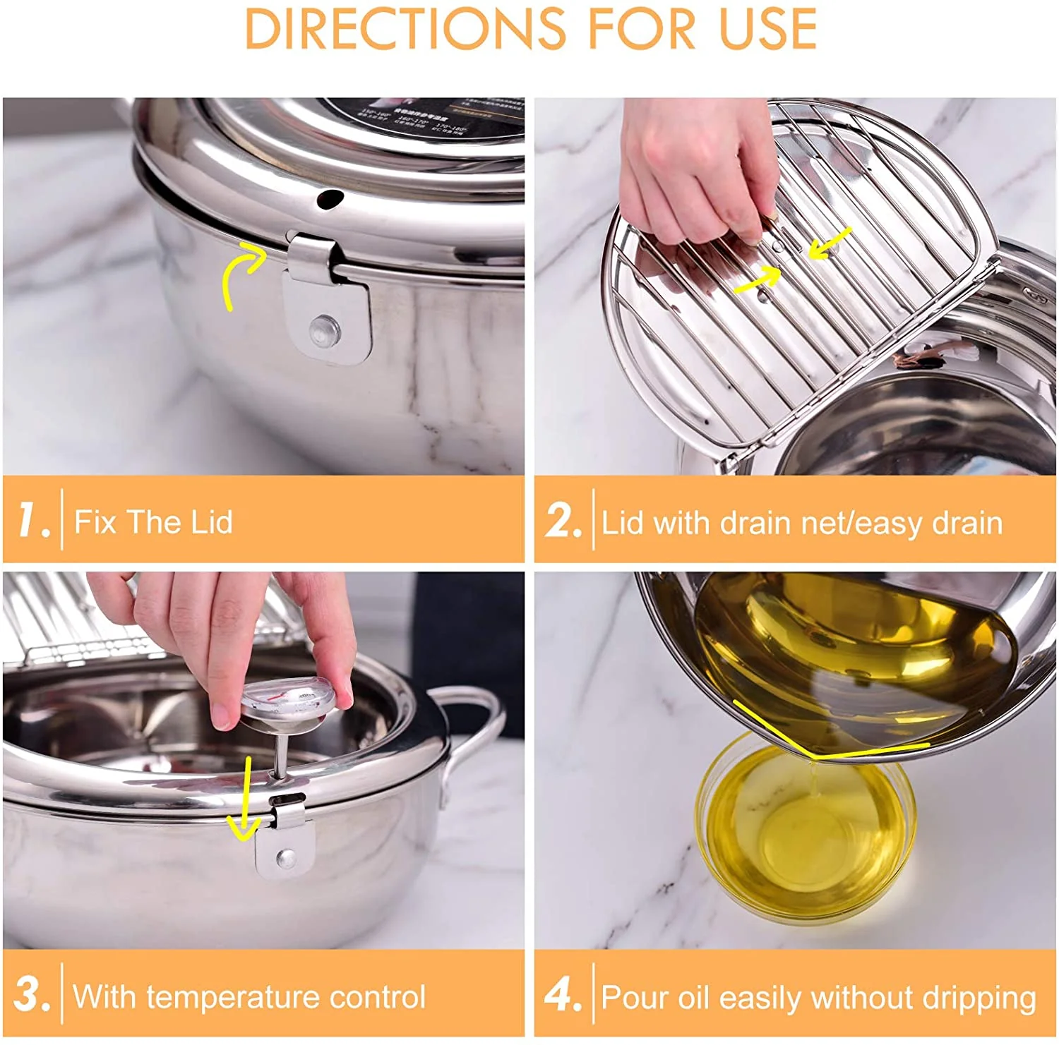 Japanese Deep Frying Pot with a Thermometer and a Lid - Image 5