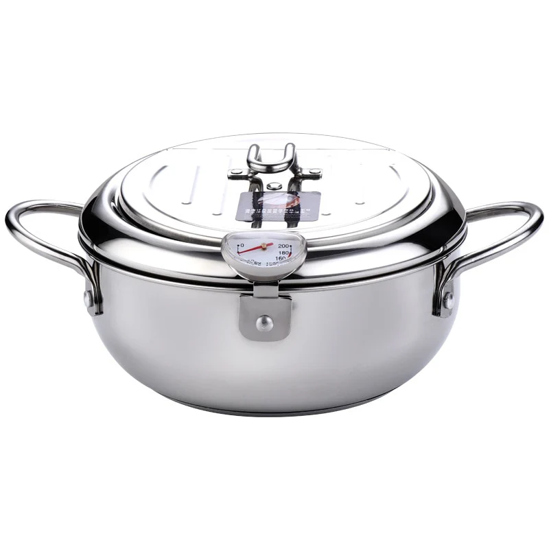 Japanese Deep Frying Pot with a Thermometer and a Lid - Image 6