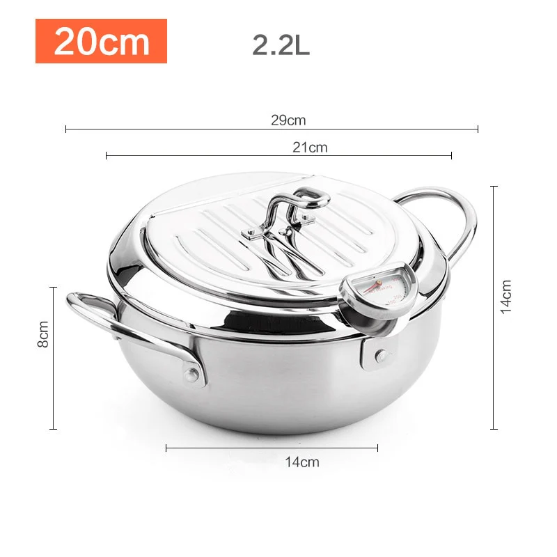 Japanese Deep Frying Pot with a Thermometer and a Lid - Image 7