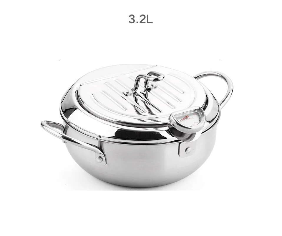 Japanese Deep Frying Pot with a Thermometer and a Lid - Image 9
