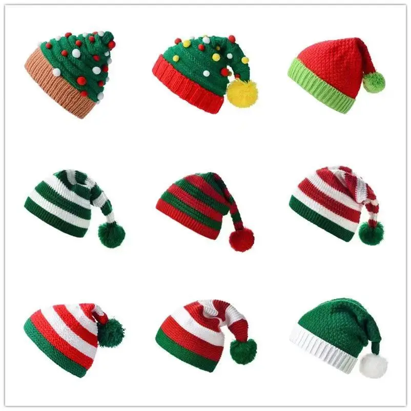 Knitted Wool Christmas Hat with Pom-Pom - Image 2
