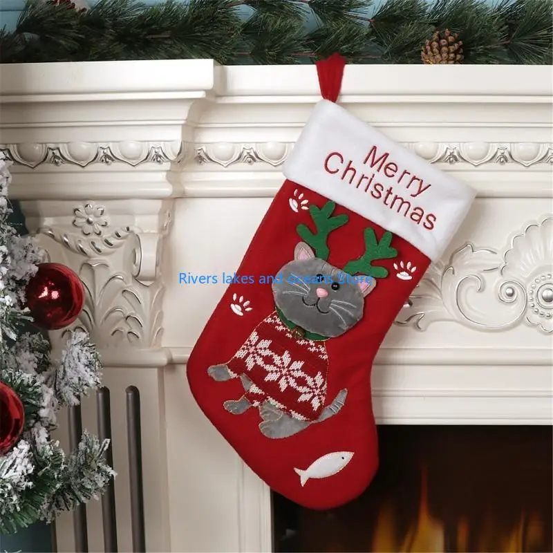 Large 3D Christmas Stockings – 15" Cartoon Animal Design - Image 3