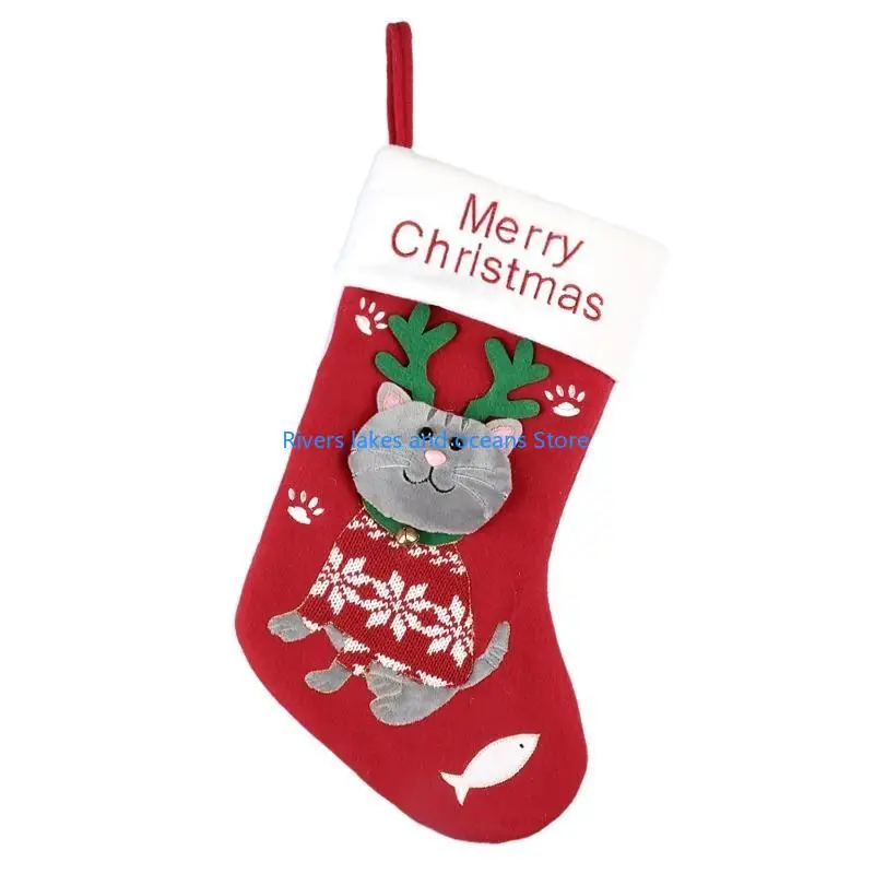 Large 3D Christmas Stockings – 15" Cartoon Animal Design - Image 7