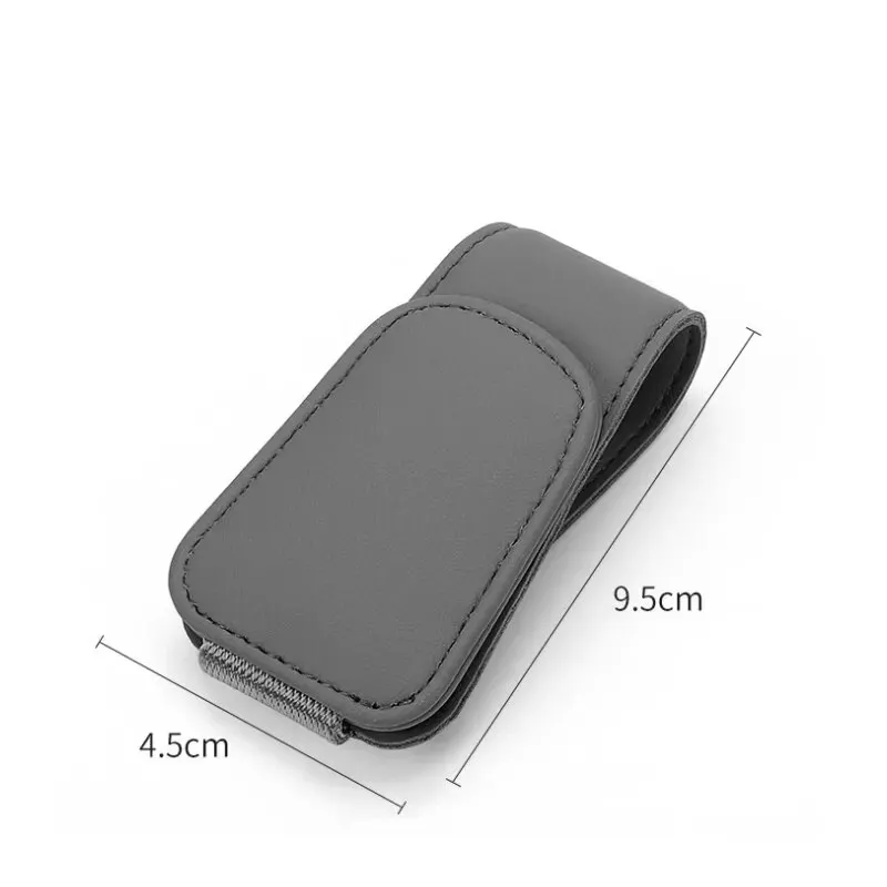 Leather Car Sun Visor Eyeglass Holder with Magnetic Closure - Image 2