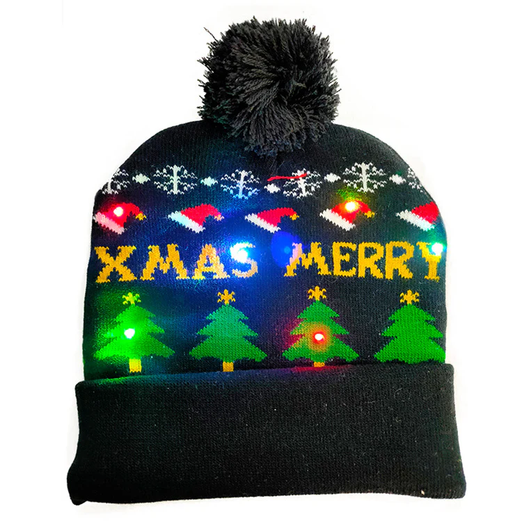 LED Christmas Hat Sweater Knitted Beanie - Image 10