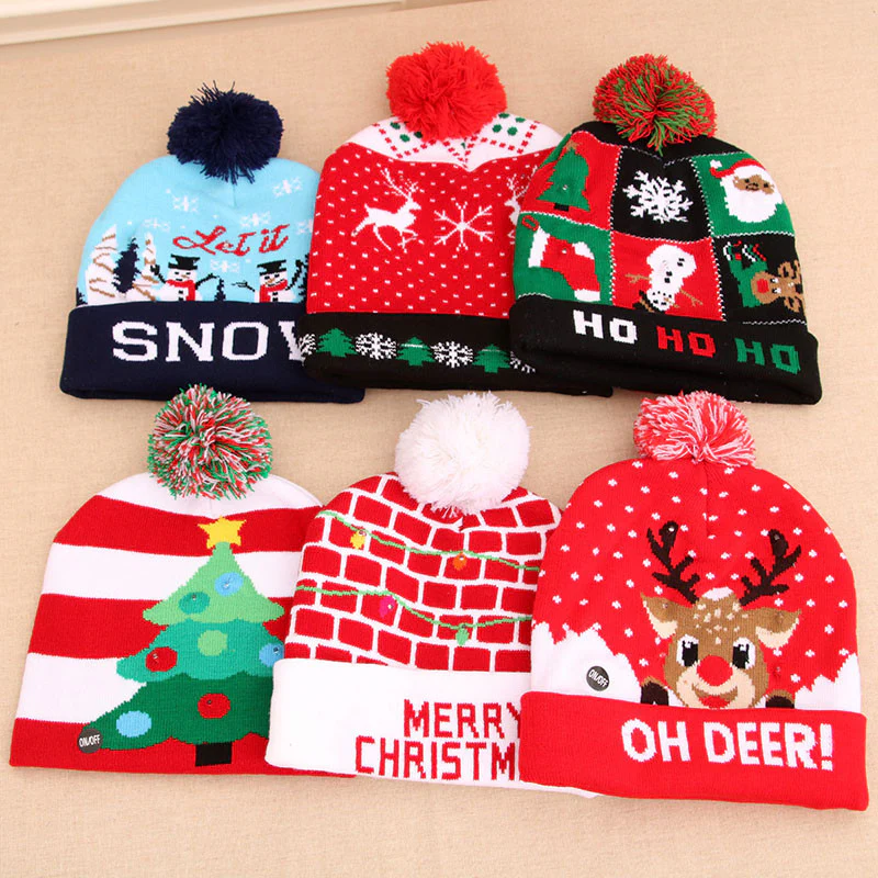 LED Christmas Hat Sweater Knitted Beanie - Image 3