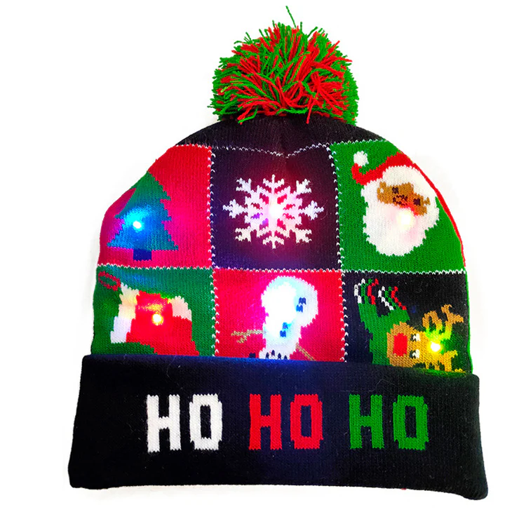 LED Christmas Hat Sweater Knitted Beanie - Image 4