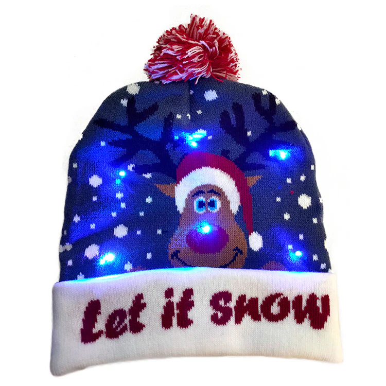 LED Christmas Hat Sweater Knitted Beanie - Image 7