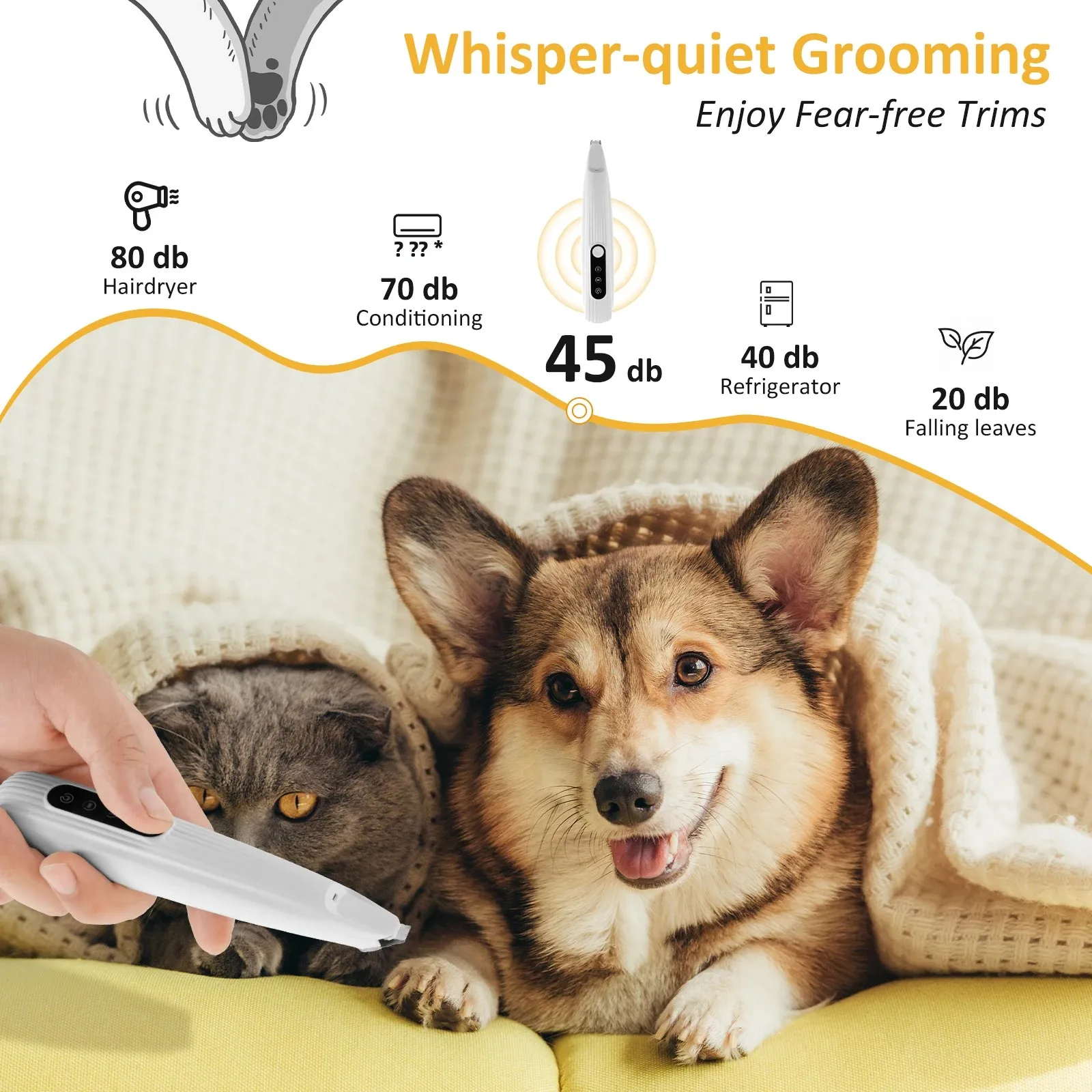 LED Dog Paw Trimmer – Low Noise Cordless Pet Grooming Clipper (Waterproof, High-Speed) - Image 5