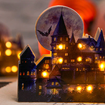 Luminous Halloween Haunted Mansion House LED Desktop Ornament Party Decoration - Image 5