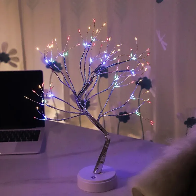 LED Table Lamp Tree USB/AA Battery Powered Bedroom Study Decorative Desk Indoor Night Lamp - Image 4