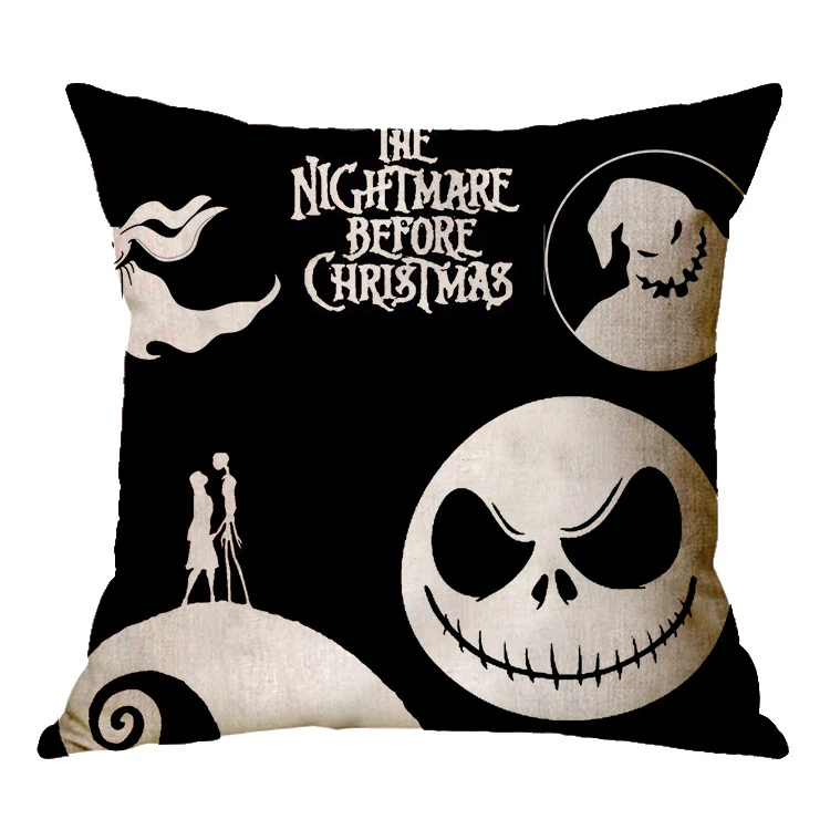 Halloween theme Linen Skull Throw Pillow Cover - Image 11