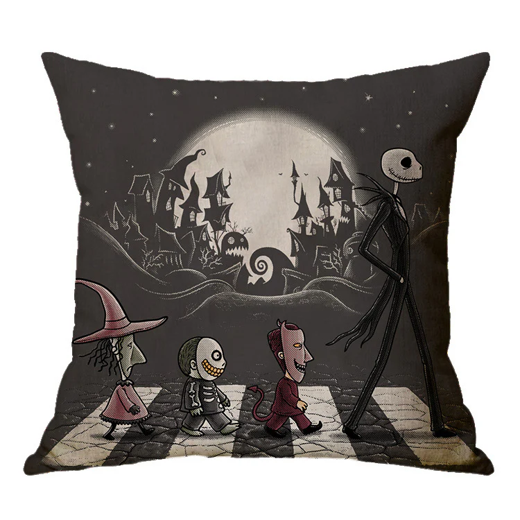 Halloween theme Linen Skull Throw Pillow Cover - Image 18