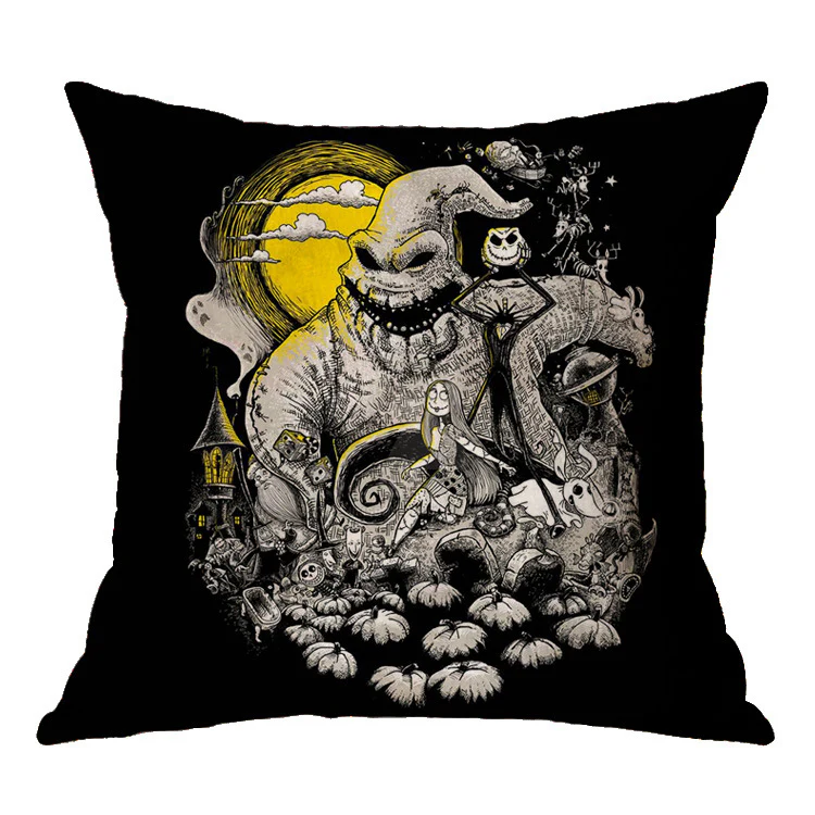 Halloween theme Linen Skull Throw Pillow Cover - Image 24