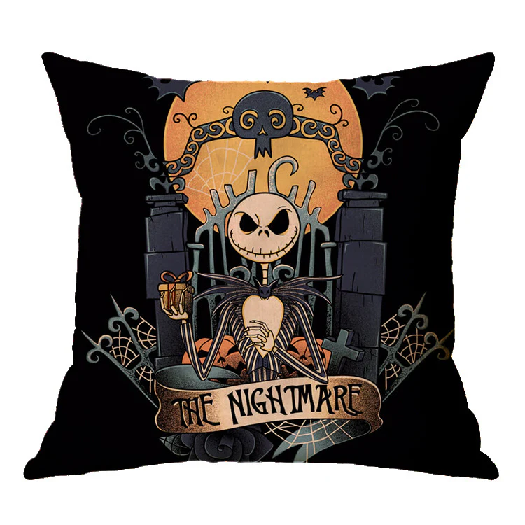 Halloween theme Linen Skull Throw Pillow Cover - Image 29