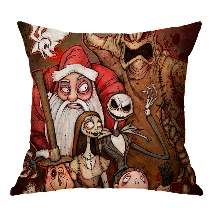 Halloween theme Linen Skull Throw Pillow Cover - Image 3