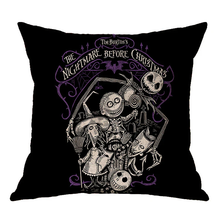 Halloween theme Linen Skull Throw Pillow Cover - Image 9