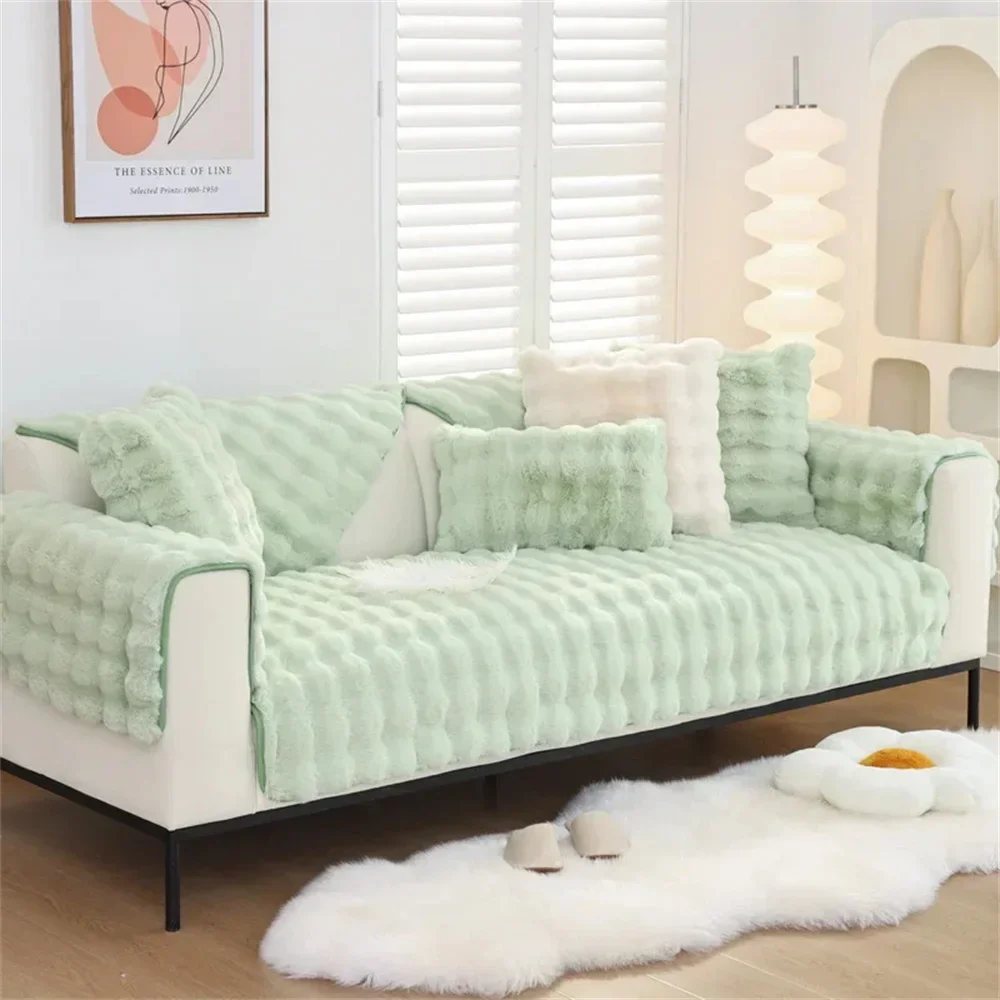 Luxurious Rabbit Plush Sofa Cover - Image 2