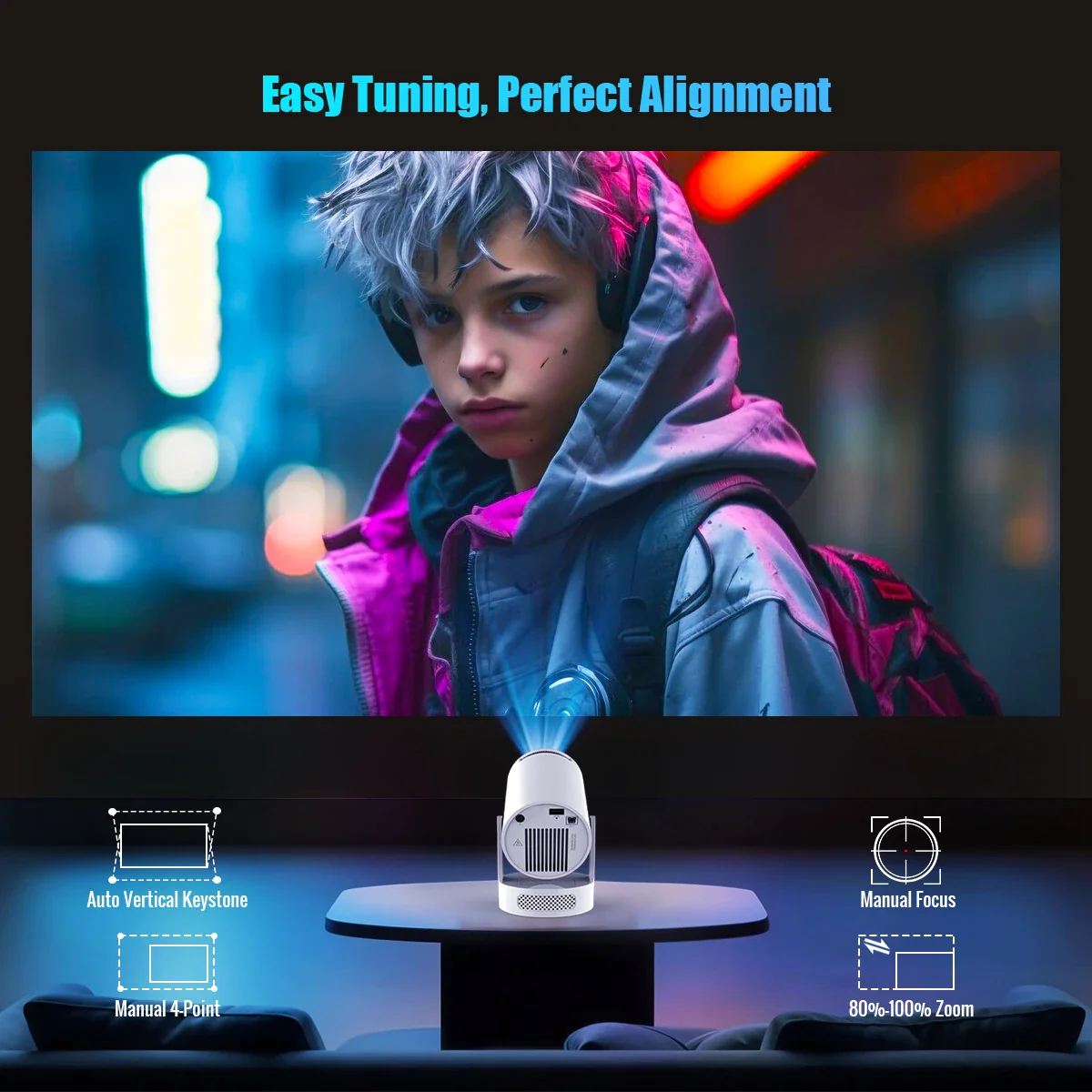 HY300 Pro 4K Portable Projector Android 11 - Image 5