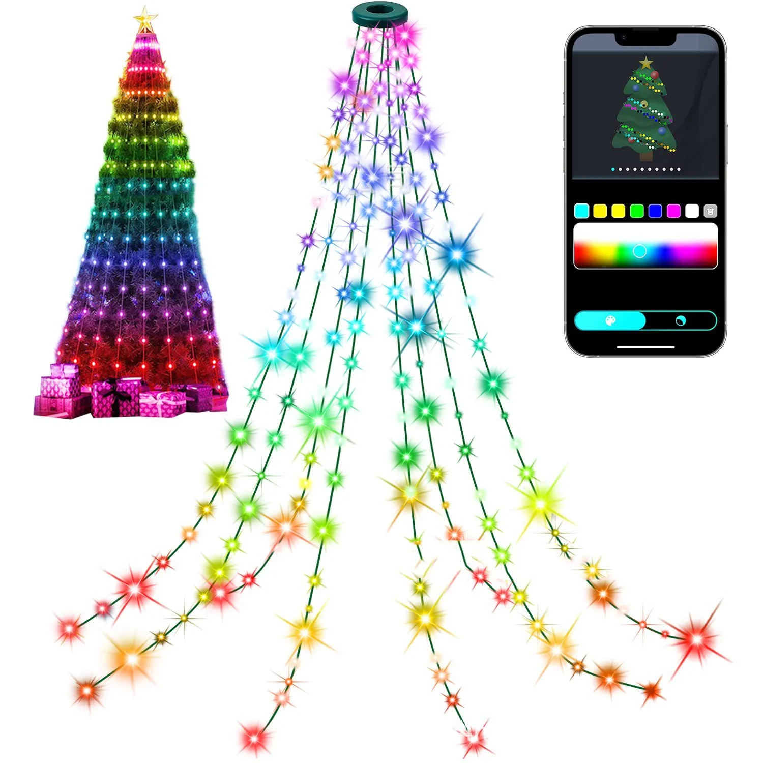 Magic Colour Christmas Tree APP Point Control Magic Colour Rubber-covered Wire Lights - Image 3