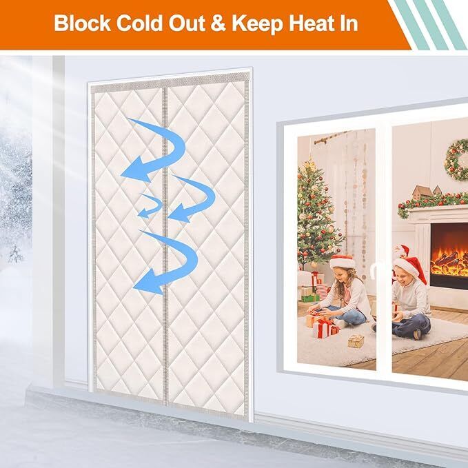 MEFENY Magnetic Thermal Insulated Door Curtain, 100X210Cm Thickened Weatherproof - Image 2