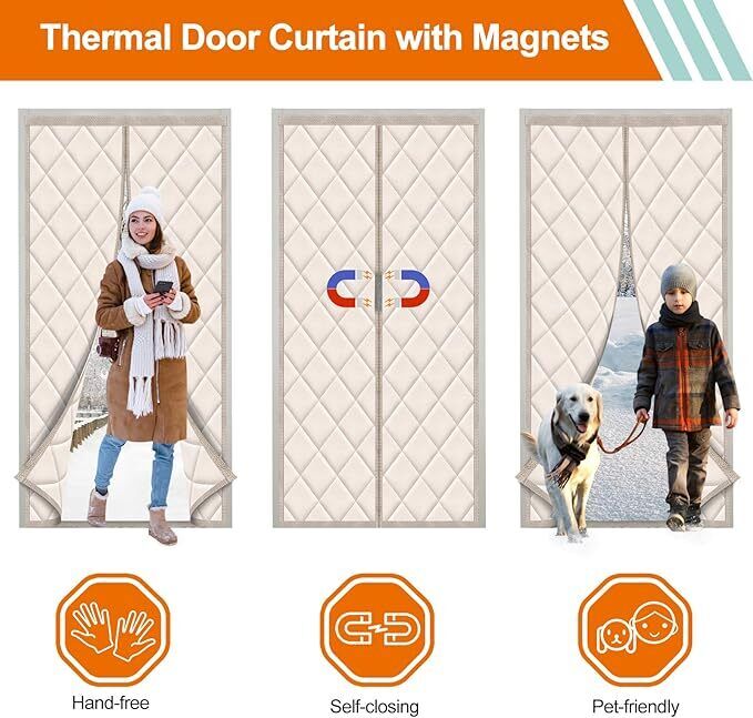 MEFENY Magnetic Thermal Insulated Door Curtain, 100X210Cm Thickened Weatherproof - Image 4