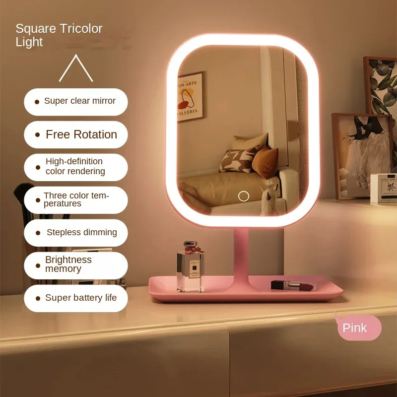 Modern LED Desktop Vanity Mirror – 3-Colour Touch Makeup Mirror - Image 4