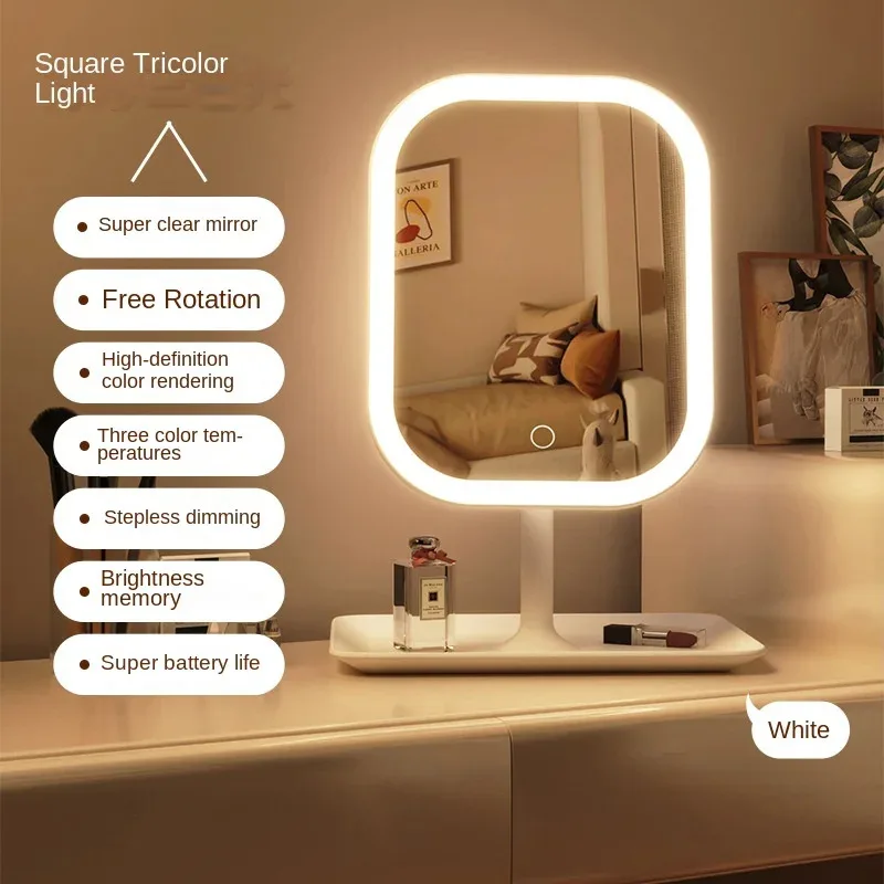 Modern LED Desktop Vanity Mirror – 3-Colour Touch Makeup Mirror - Image 5